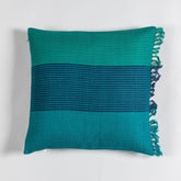 Upcycled Turquoise & Blue Wool Cushion Cover - 16x16 - Eyaas